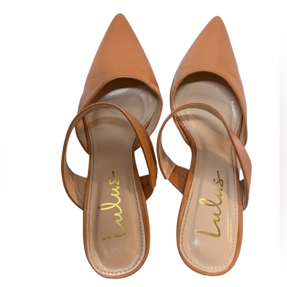 LULU'S Faire Tan High Heeled Mules Shoes Pointed Toe - Size 7 - Picture 5 of 12
